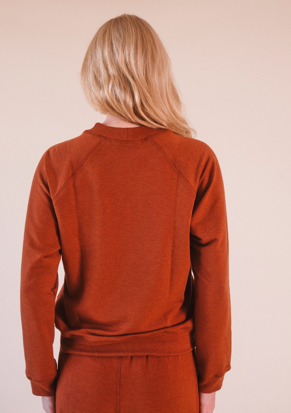 women's organic cotton and tencel raglan sweatshirt sizes xs-3x color rust