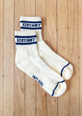 Stay Soft Stripe Socks - Navy + Cream