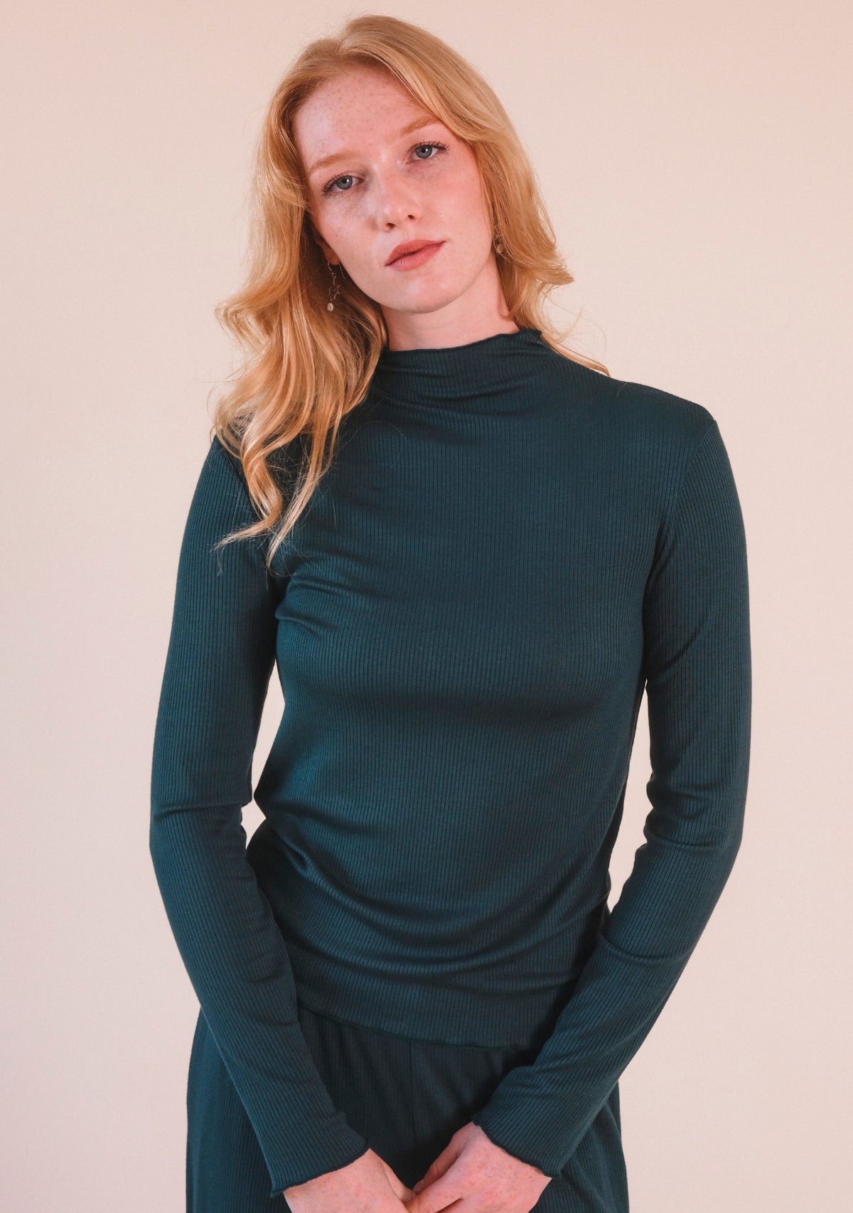 Pine color Modal Ribbed Turtleneck for women sizes XS-3X size inclusive turtleneck / extended sizing women's turtleneck color green