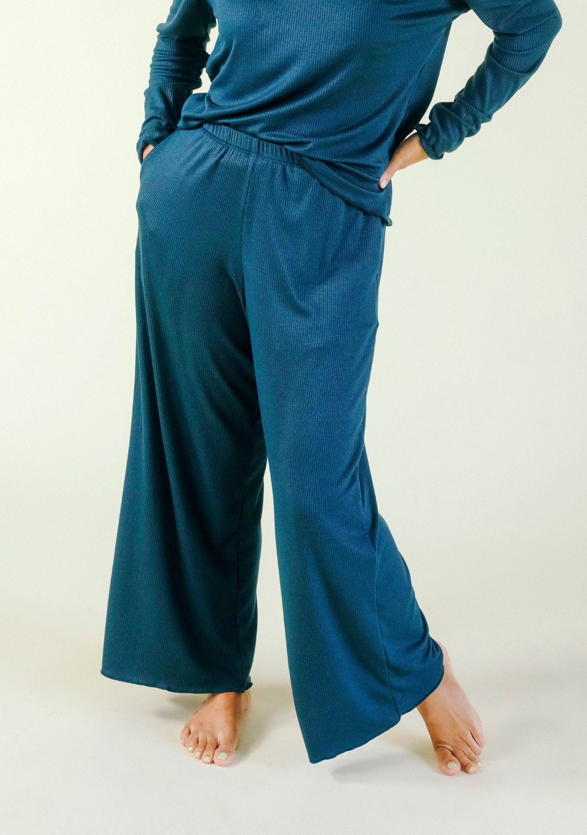 Hedy Ribbed Modal Lounge Pant- Pine