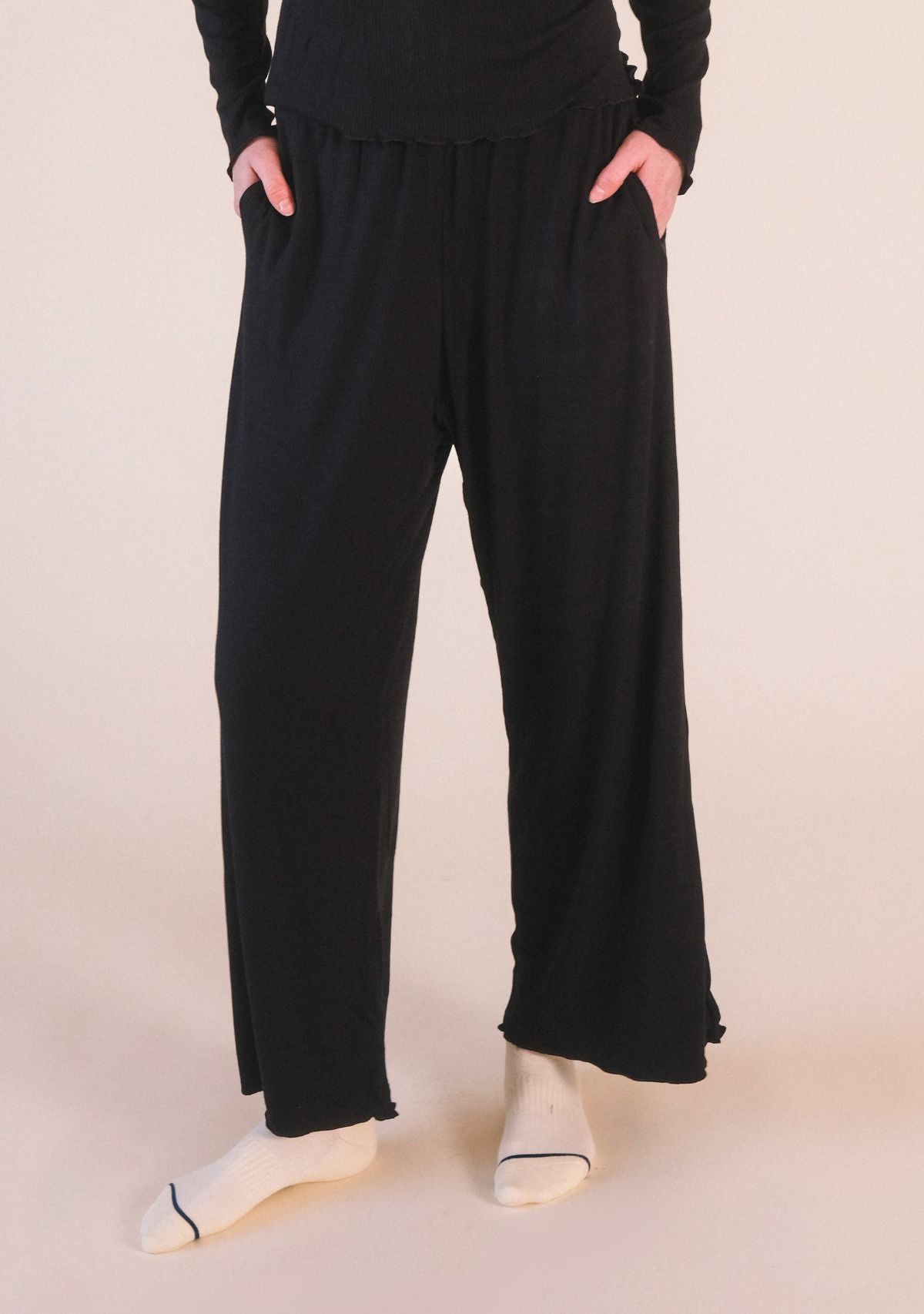 Ultra-silky black ribbed modal lounge pant women size XS-3X