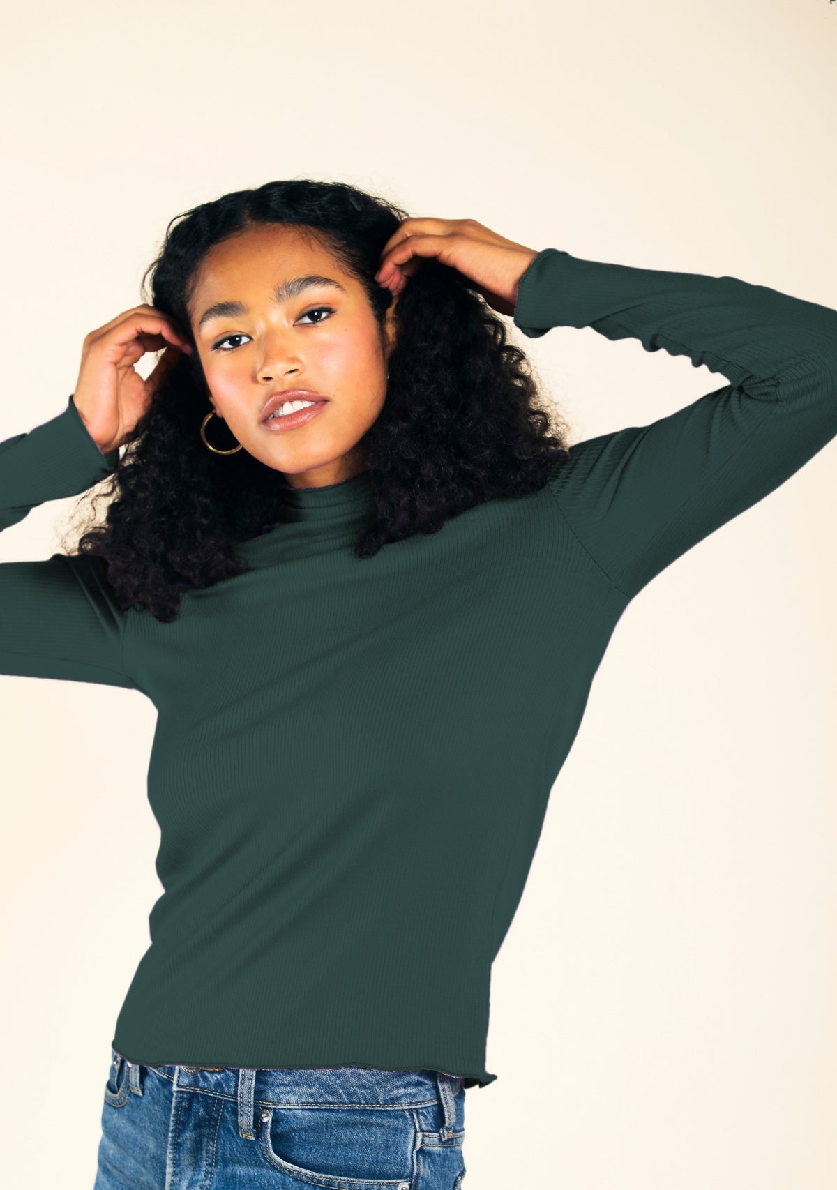 Norma Modal Ribbed Turtleneck - Pine