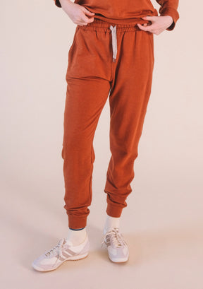 burnt orange / rust joggers for women sizes XS-3X Organic cotton and tencel french terry