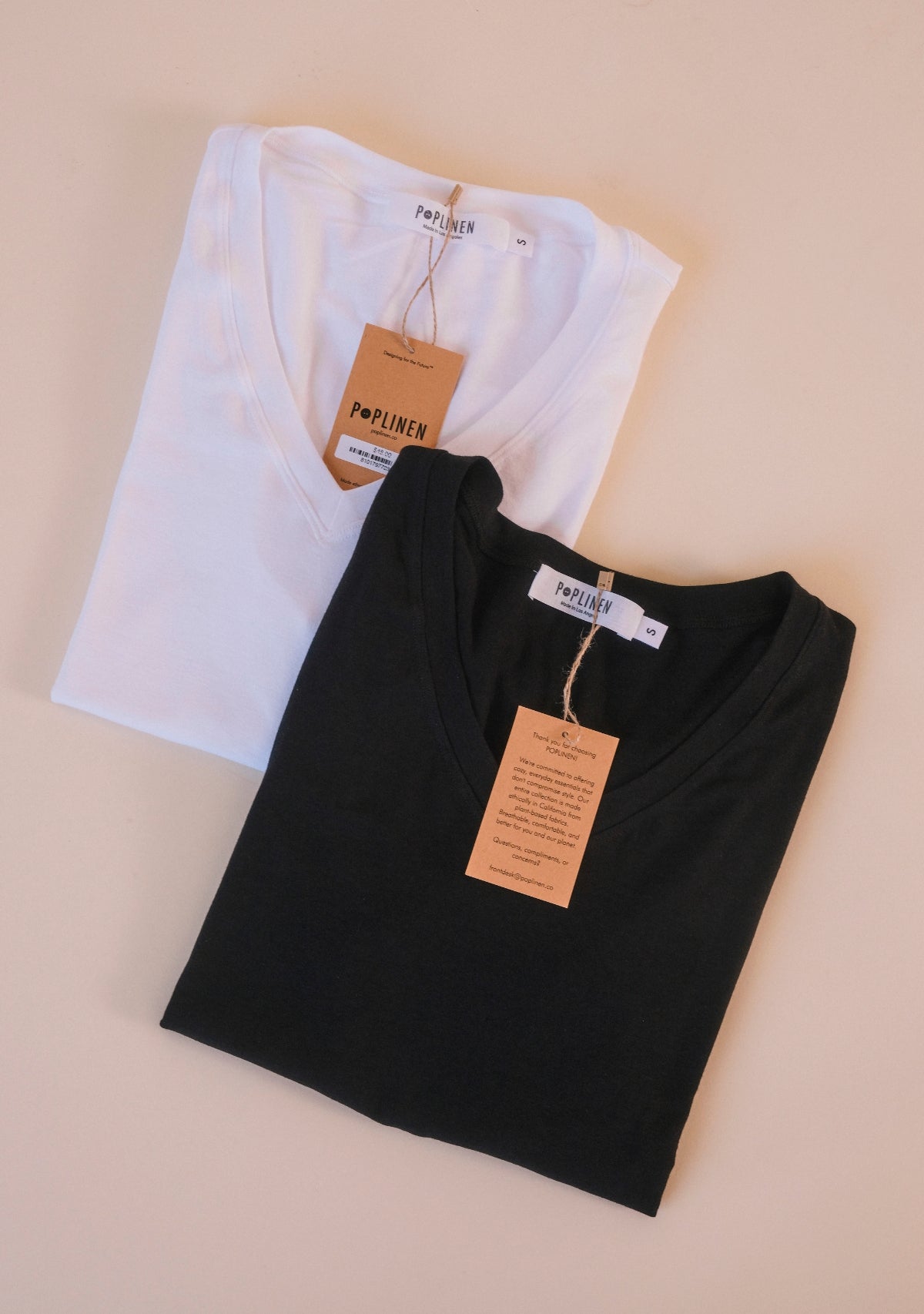 Women's V-neck black and white organic cotton tee bundle sizes XS-3X