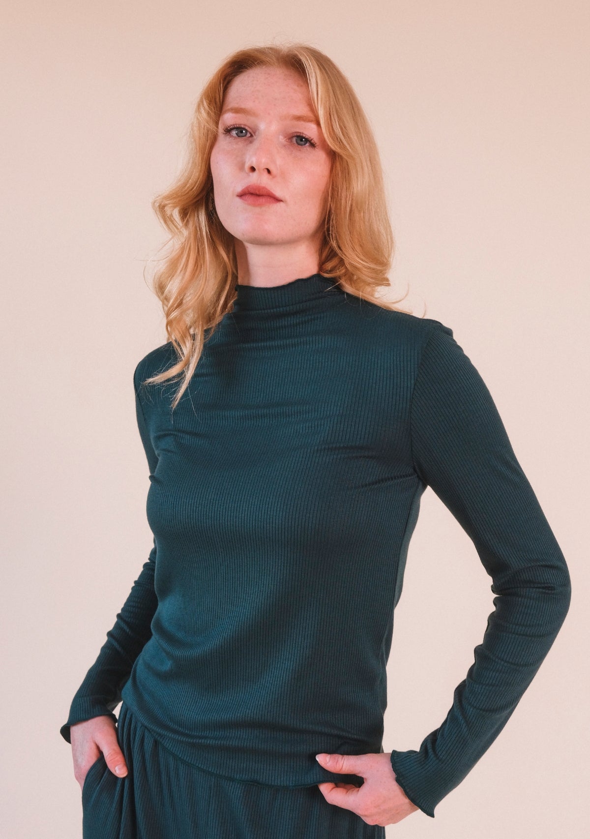 Pine color Modal Ribbed Turtleneck for women sizes XS-3X size inclusive turtleneck / extended sizing women's turtleneck color green