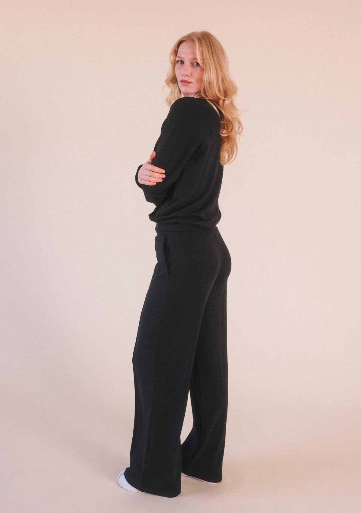 women's Organic Cotton Tencel Wide Leg joggers. Wide Leg Lounge Pant sizes XS-3X