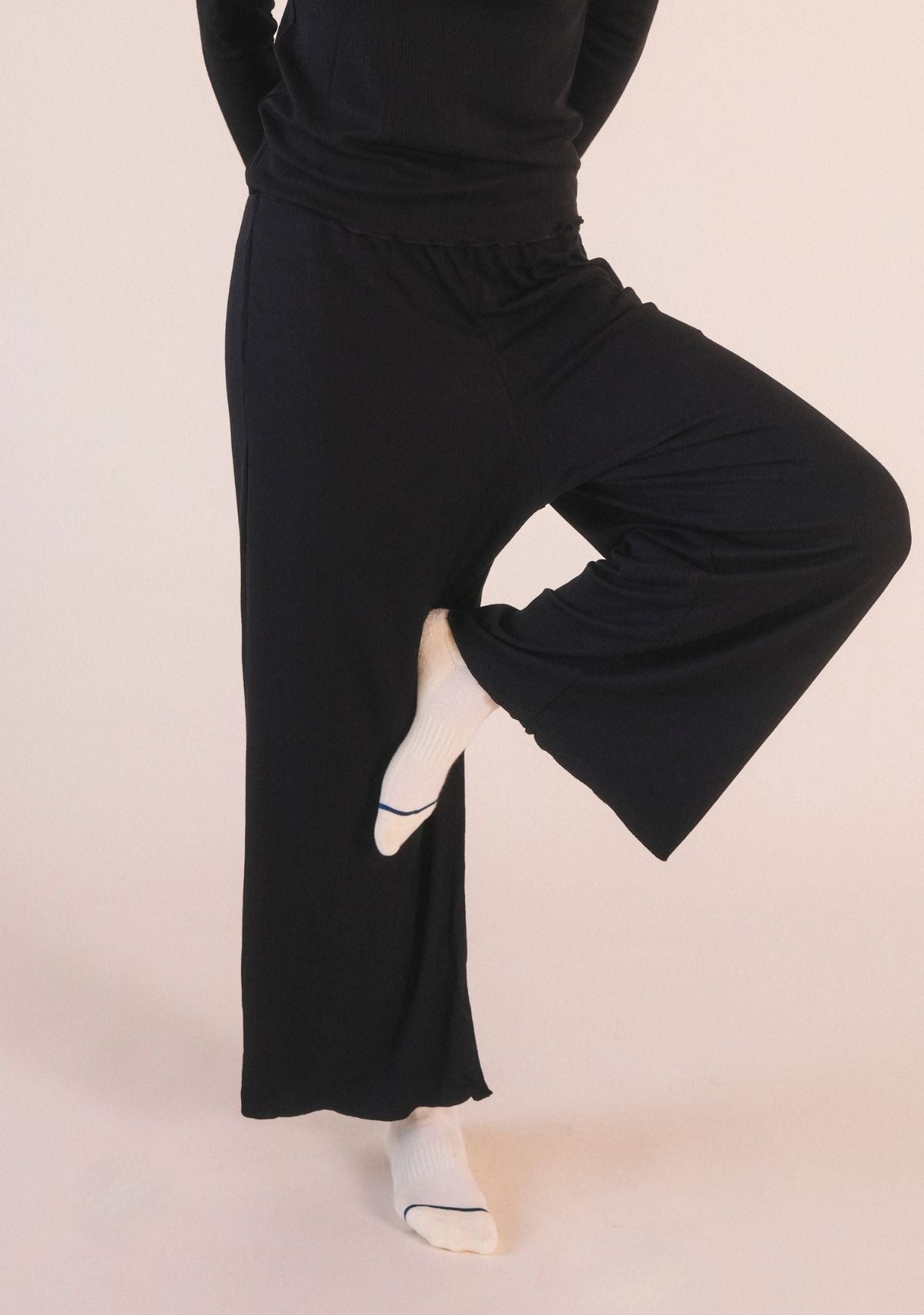 Ultra-silky black ribbed modal lounge pant women size XS-3X