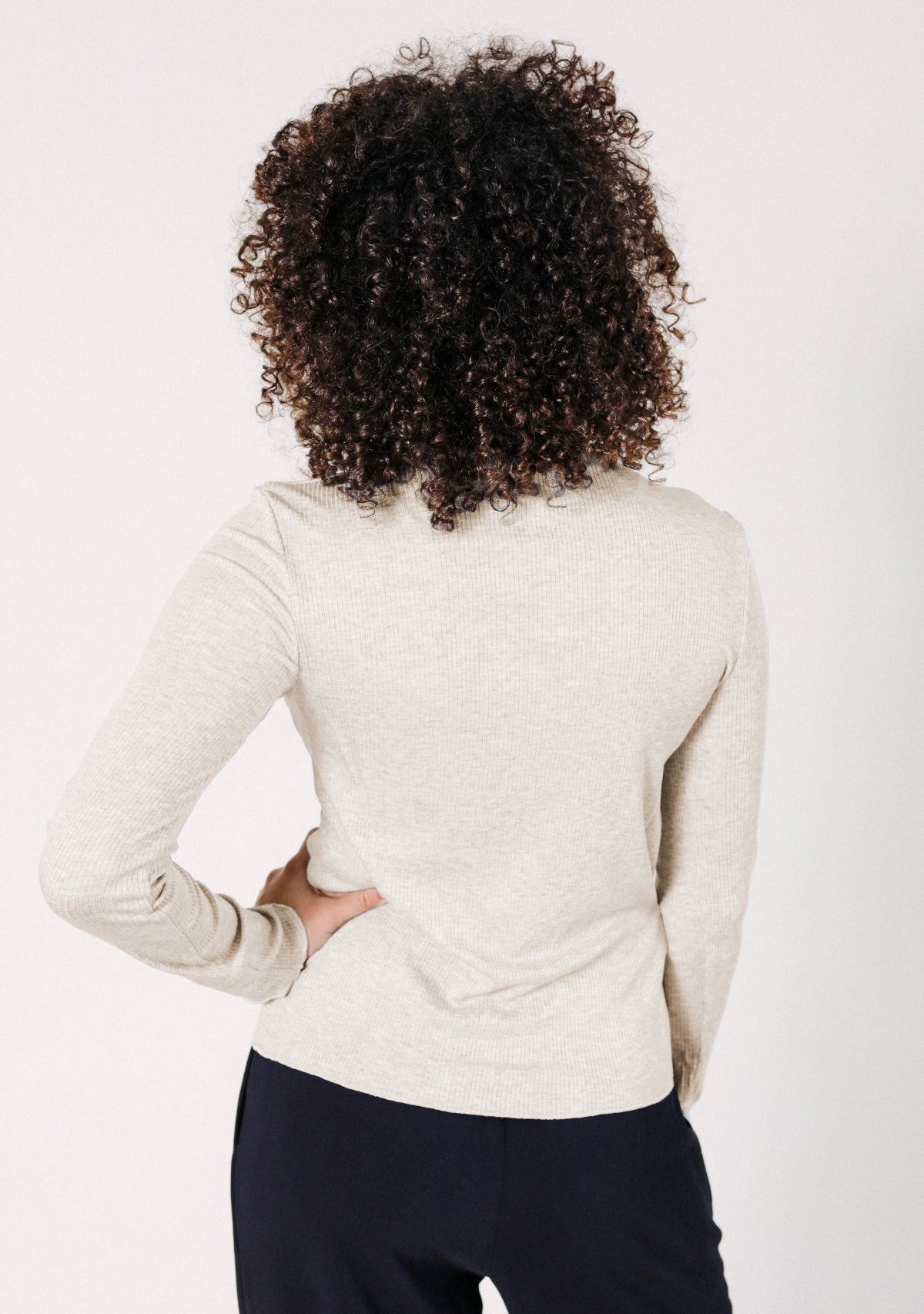 Norma Modal Ribbed Turtleneck - Heather Almond