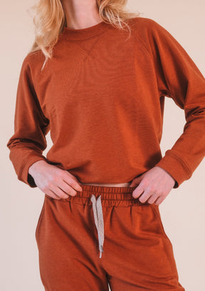 burnt orange / rust joggers for women sizes XS-3X Organic cotton and tencel french terry