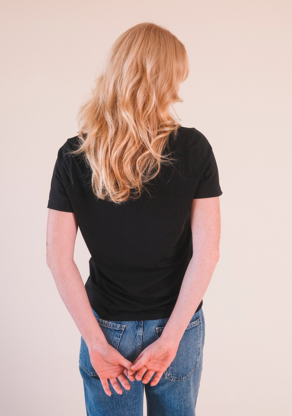 Women's Classic Black Organic Cotton and Tencel ™ V-neck Tee Plus Size / Sizes XS - 3X / Extended Sizing