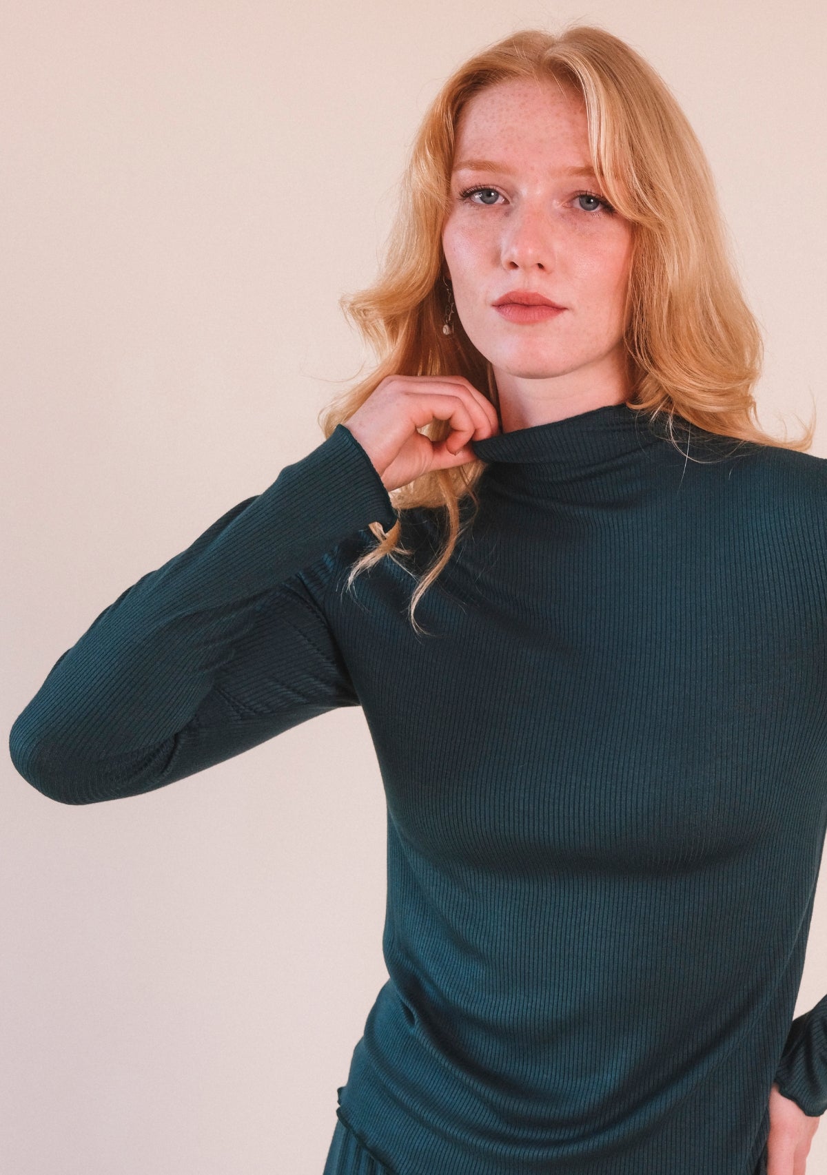 Pine color Modal Ribbed Turtleneck for women sizes XS-3X size inclusive turtleneck / extended sizing women's turtleneck color green